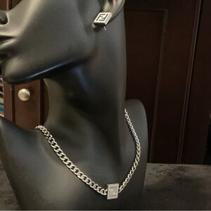 Silver Chain Necklace and Earring Set